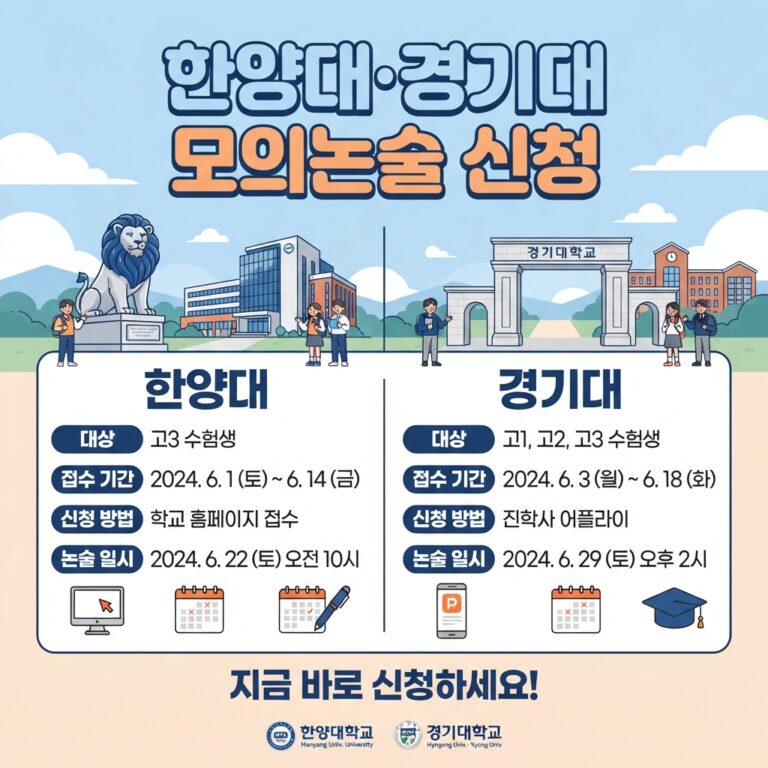 8월 모의논술 신청 일정 총정리, 여름방학 무료 대입 설명회 학부모 체크
