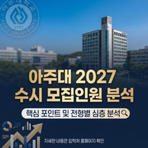 아주대 2027 수시 모집인원 1501명 70.7% 확대, 신설 지역의사선발까지 — 몇 등급이면 노려볼까