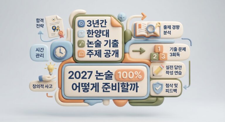 한양대 논술 기출 주제 3년치 공개, 2027 논술 100% 어떻게 준비할까